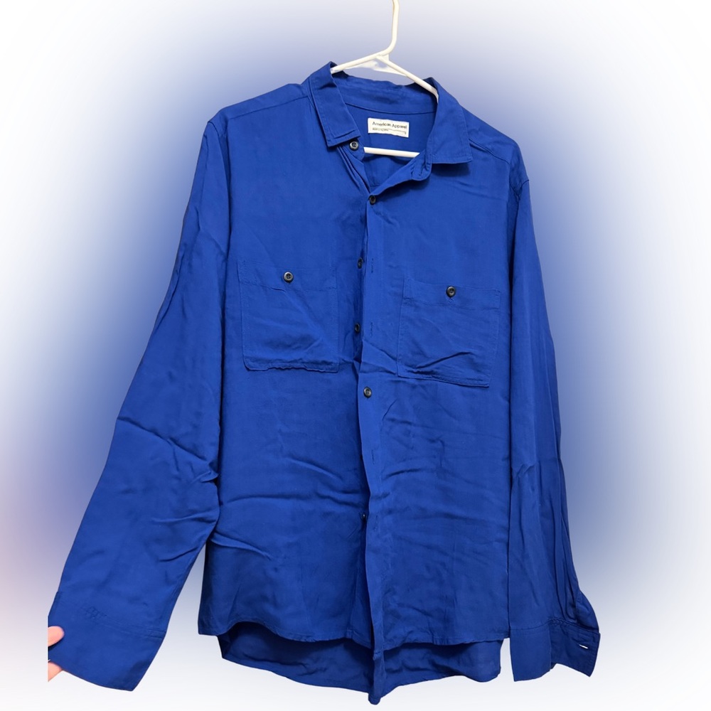 Vintage American Apparel Rayon Blue Shirt Small